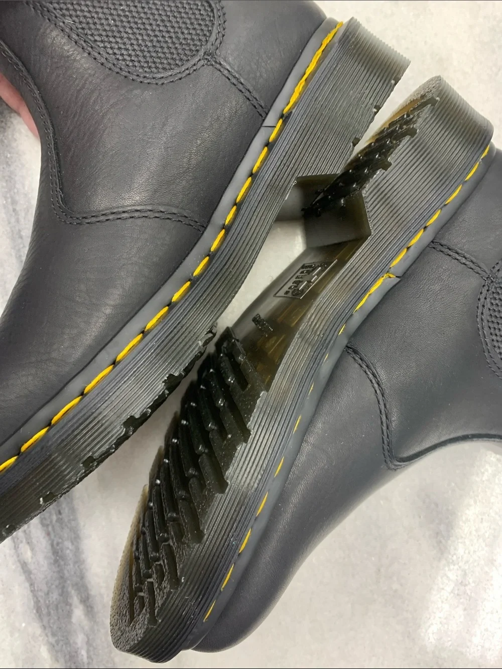 Dr. Martens Black Boot with Yellow Accent Stitching